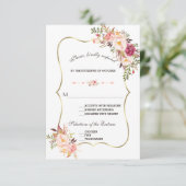 Charm Gold Blush Pink Blumenzange RSVP Karte (Stehend Vorderseite)