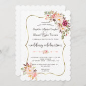 Charm Gold Blush Pink Blumenzehen Einladung (Vorne/Hinten)