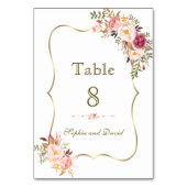 Charm Gold Blush Pink Tischnummer (Vorderseite)