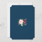 Charm Gold Burgundy Blush Bloral Navy Blauer Taufe Einladung (Rückseite)