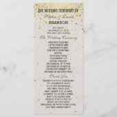 Charm Gold Confetti White Leather Wedding Programm (Vorderseite)
