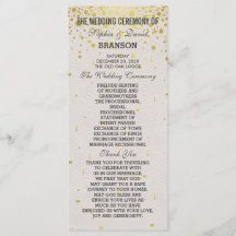 Charm Gold Confetti White Leather Wedding Programm