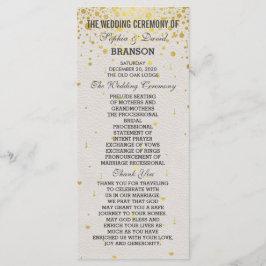 Charm Gold Confetti White Leather Wedding Programm