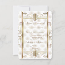 Charm Gold Great Gatsby Art Deco 20s Wedding RSVP