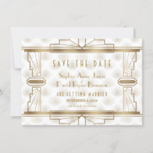 Charm Gold Great Gatsby Art Deco Save the Date