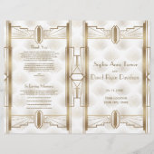Charm Gold Great Gatsby Art Deco Wedding Programm (Vorderseite)