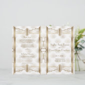 Charm Gold Great Gatsby Art Deco Wedding Programm (Stehend Vorderseite)