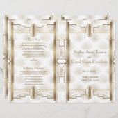 Charm Gold Great Gatsby Art Deco Wedding Programm (Vorne/Hinten)