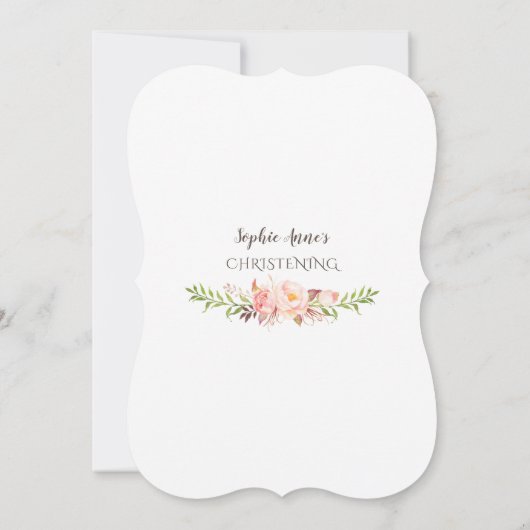 Charm Gold Rahmen Blush Pink Floral Christening Einladung (Rückseite)