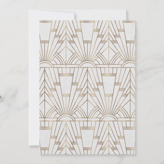 Charm Gold White Art Deco Great Gatsby Wedding Einladung (Rückseite)