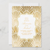 Charm Gold White Art Deco Great Gatsby Wedding Einladung (Vorderseite)