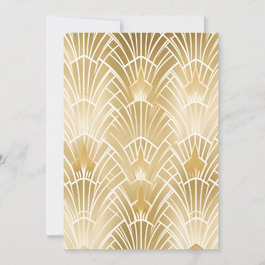 Charm Gold White Art Deco Great Gatsby Wedding Einladung (Rückseite)