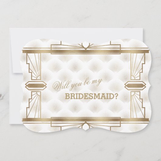 Charm Gold White Great Gatsby ist meine Bridesmaid Einladung (Vorderseite)