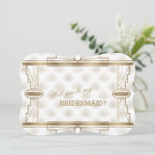 Charm Gold White Great Gatsby ist meine Bridesmaid Einladung (Stehend Vorderseite)
