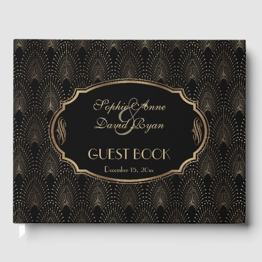 Charm Great Gatsby 20s Art Déco Hochzeit Gästebuch (Vorderseite)