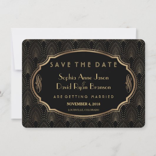 Charm Great Gatsby 20s Art Deco Save the Date (Vorderseite)
