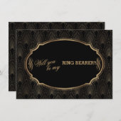 Charm Great Gatsby Art Déco Wedding Ring Träger Einladung (Vorne/Hinten)