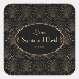 Charm Great Gatsby Vintag Art Déco Wedding 1920 Quadratischer Aufkleber