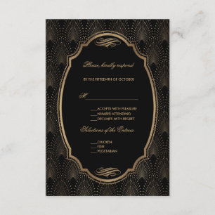 Charm Great Gatsby Vintag Art Deco Wedding RSVP Karte