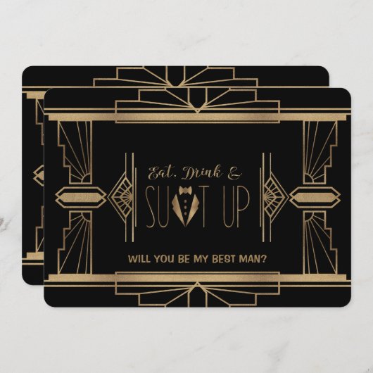 Charm Great Gatsby WIRD SIE MEIN TRAUZEUGE SEIN Einladung (Vorne/Hinten)