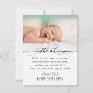 Charm Greenery Frame Gold Foto Baby Dusche Dankeskarte