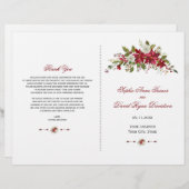 Charm Holiday Red Poinsettia Hochzeitsprogramm (Vorne/Hinten)