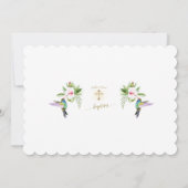 Charm Hummingbird Floral Foto Girl Online Taufe Einladung (Rückseite)