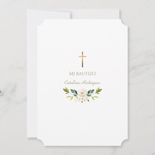 Charm Invitacion De Bautizo Con Flores Taufe Einladung (Rückseite)