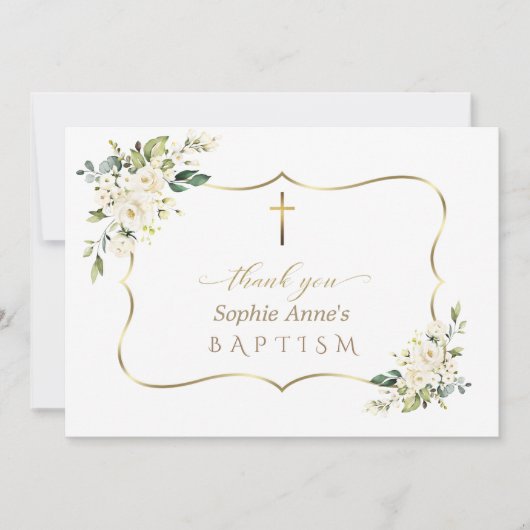 Charm Invitation de Bautizo Con Flores Taufe Dankeskarte (Vorderseite)