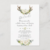 Charm Ivory Cream Blume Antler Hochzeitdetails Begleitkarte (Vorderseite)