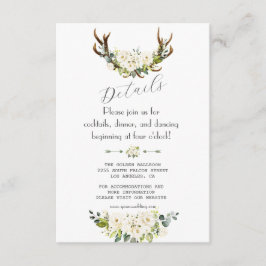 Charm Ivory Cream Blume Antler Hochzeitdetails Begleitkarte