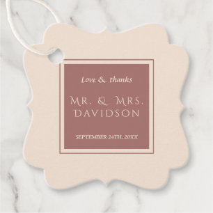 Charm Ivory Dark Peach Frame Typografy Wedding Geschenkanhänger