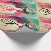 CHARM /Lady mit Maske Monogramm Aquamarin grün ros Geschenkpapier (Ecke)