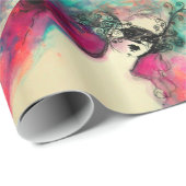 CHARM /Lady mit Maske Monogramm Aquamarin grün ros Geschenkpapier (Rolleneckpunkt)