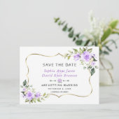 Charm Lavender Blume Gold Frame Wedding Save The Date (Stehend Vorderseite)