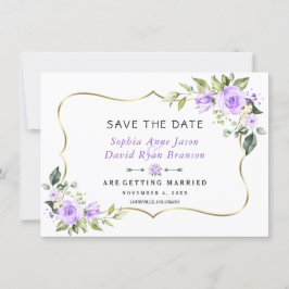 Charm Lavender Blume Gold Frame Wedding Save The Date