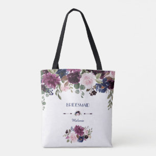 Charm Lavender Navy Blue Floral Bloom Bridesmaid Tasche