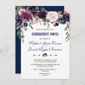 Charm Lavender Navy Blue Floral Engagement Party Einladung (Vorne/Hinten)