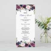 Charm Lavender Navy Blues Blumenmenü Menükarte (Stehend Vorderseite)