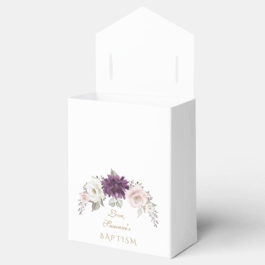 Charm Lavender Pink Blush Blume Monogramm Taufe Geschenkschachtel (Geöffnet)