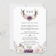 Charm Lavender Pink Floral Antlers Wedding