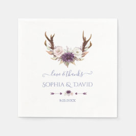 Charm Lavender Pink White Blume Antlers Wedding Serviette