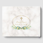 Charm Lemon Frucht Marmor Gold Cross Boy Taufe Gästebuch (Rückseite)