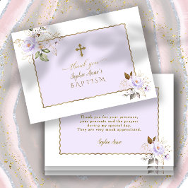 Charm Light Lila Gold Blume Girl Baptisse Dankeskarte
