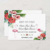 Charm Luau Flamingo Tropical Floral Save the Date (Vorne/Hinten)