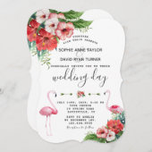 Charm Luau Flamingo Tropical Floral Wedding Einladung (Vorne/Hinten)
