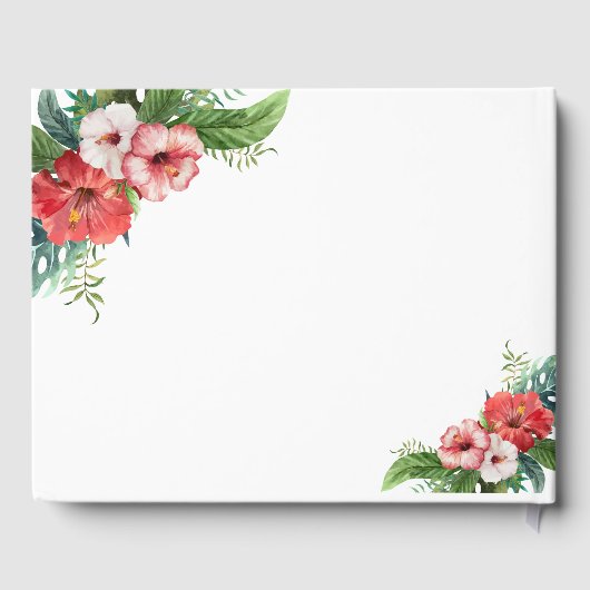 Charm Luau Flamingo Tropical Floral Wedding Gästebuch (Rückseite)