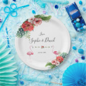 Charm Luau Flamingo Tropical Floral Wedding Pappteller (Party)