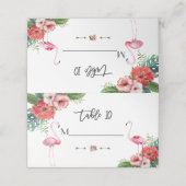 Charm Luau Flamingo Tropical Floral Wedding Platzkarte (Außenseite Aufgefaltet)