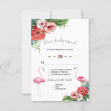 Charm Luau Flamingo Tropical Floral Wedding RSVP